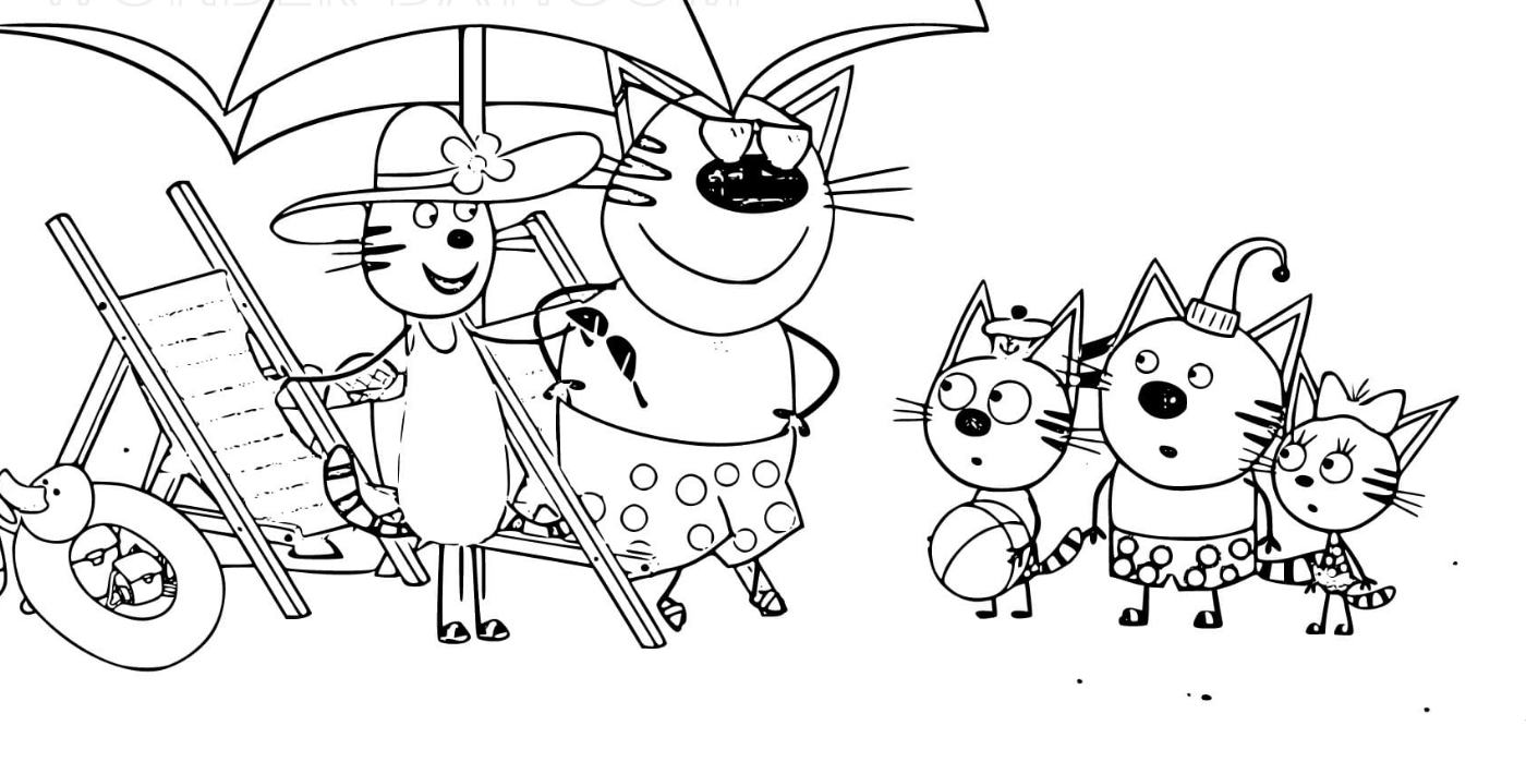 3 кота летние. Три кота. Раскраска. Раскраска 3 кота. Картинки для раскрашивания три кота. Раскраски для детей 3 кота.